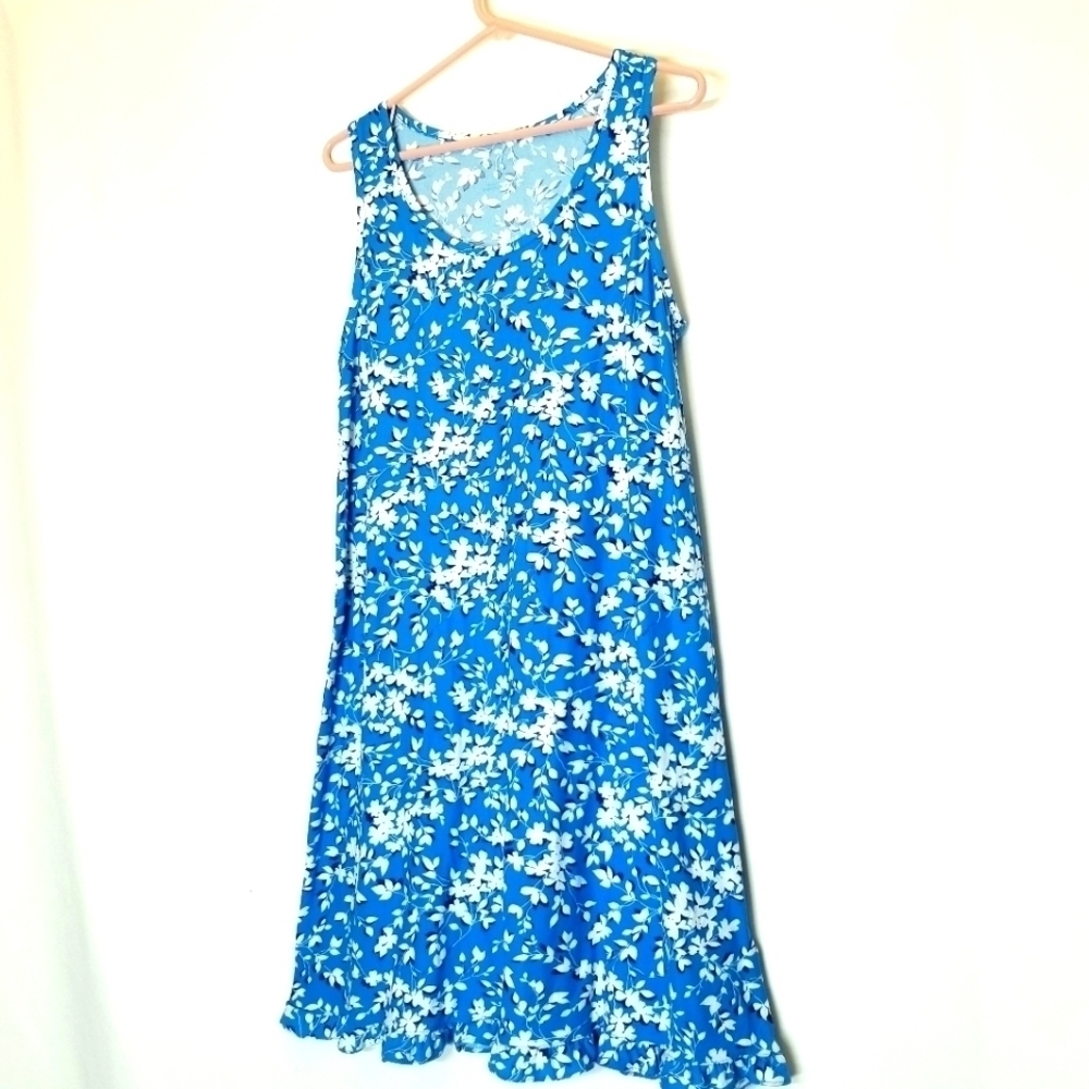 Draper James Blue Dress S/M ruffles floral SUPER soft lightweight sleeveless NWT